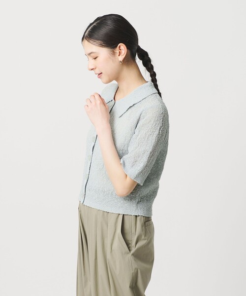 BEAUTY&YOUTH UNITED ARROWS（ビューティーアンドユースユナイテッドアローズ）の「ノットヤーンニット ハーフスリーブ シャツ カーディガン ウォッシャブル（カーディガン/ボレロ・レディース・オフホワイト/ライトブルー/ブラック・FREE）」の12枚目の写真