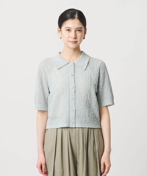 BEAUTY&YOUTH UNITED ARROWS（ビューティーアンドユースユナイテッドアローズ）の「ノットヤーンニット ハーフスリーブ シャツ カーディガン ウォッシャブル（カーディガン/ボレロ・レディース・オフホワイト/ライトブルー/ブラック・FREE）」の14枚目の写真