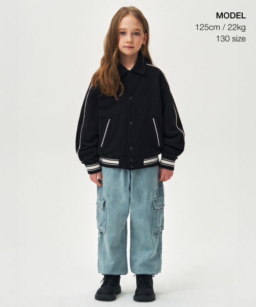 MUSINSA STANDARD KIDS（ムシンサスタンダードキッズ）の「カラードスウェットバスティジャケット[ブラック]（ブルゾン・レディース・その他・110/120/130/140/150/160）」の2枚目の写真