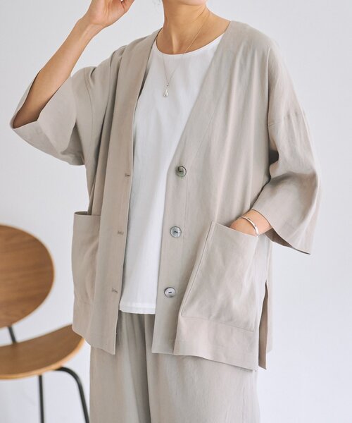 リネン半袖ジャケット（その他アウター）｜BEARDSLEY（ビアズリー）の