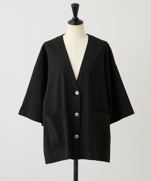 BEARDSLEY（ビアズリー）の「リネン半袖ジャケット（その他アウター・レディース・ベージュ/グレー/ブラック・FREE）」の6枚目の写真