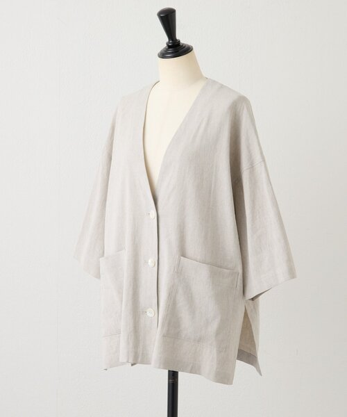 BEARDSLEY（ビアズリー）の「リネン半袖ジャケット（その他アウター・レディース・ベージュ/グレー/ブラック・FREE）」の9枚目の写真