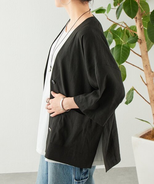 BEARDSLEY（ビアズリー）の「リネン半袖ジャケット（その他アウター・レディース・ベージュ/グレー/ブラック・FREE）」の19枚目の写真