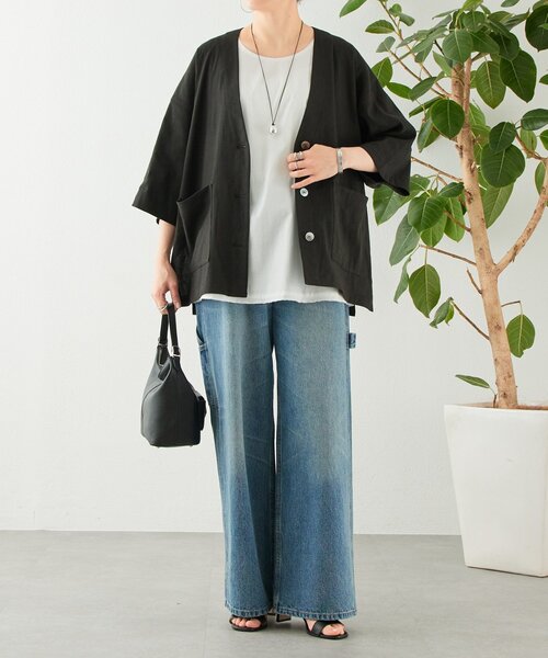 BEARDSLEY（ビアズリー）の「リネン半袖ジャケット（その他アウター・レディース・ベージュ/グレー/ブラック・FREE）」の22枚目の写真