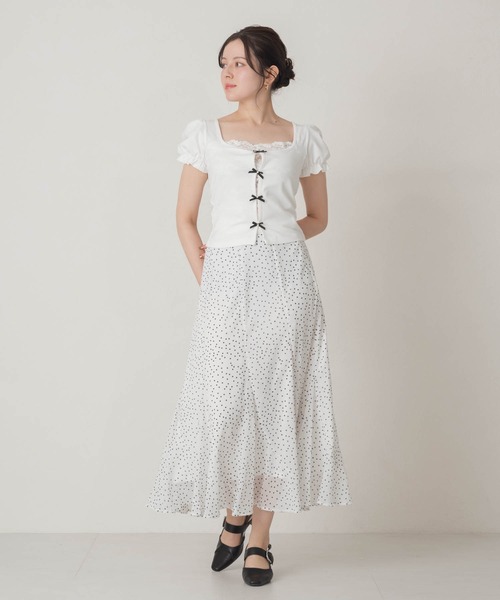 MISCH MASCH(ミッシュマッシュ)の「2026春夏新作 フロントリボンパフスリーブブラウス(シャツ/ブラウス・レディース・ホワイト・フリ-)」の5枚目の写真