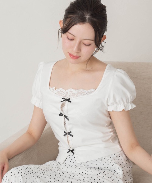 MISCH MASCH(ミッシュマッシュ)の「2026春夏新作 フロントリボンパフスリーブブラウス(シャツ/ブラウス・レディース・ホワイト・フリ-)」の8枚目の写真