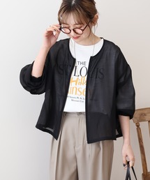 AMERICAN HOLIC | 【WEB限定】ノーカラーシアーZIPブルゾン(ノーカラージャケット)