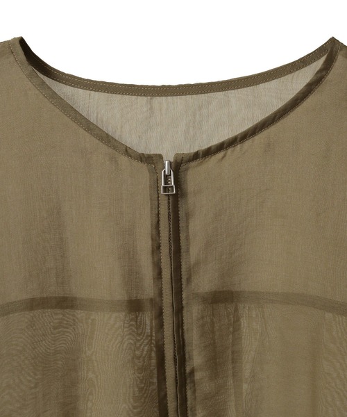 AMERICAN HOLIC（アメリカンホリック）の「【WEB限定】ノーカラーシアーZIPブルゾン（ノーカラージャケット・レディース・オリーブ/ブラック・L/M）」の19枚目の写真