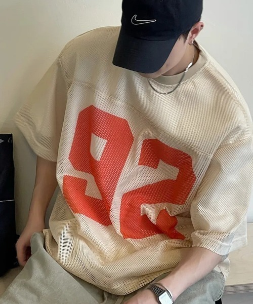 link lot(リンクロット)の「ナンバリングメッシュゲームT(Tシャツ/カットソー・メンズ・ベージュ・M)」の1枚目の写真