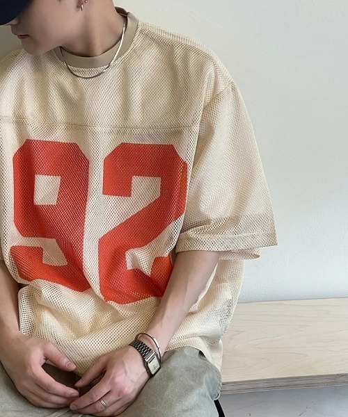 link lot(リンクロット)の「ナンバリングメッシュゲームT(Tシャツ/カットソー・メンズ・ベージュ・M)」の4枚目の写真