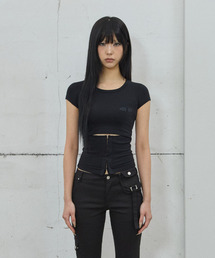 41PRAY（サイルプレイ）の「Hooked Cutout Short Sleeve Top / Black（Tシャツ/カットソー）」