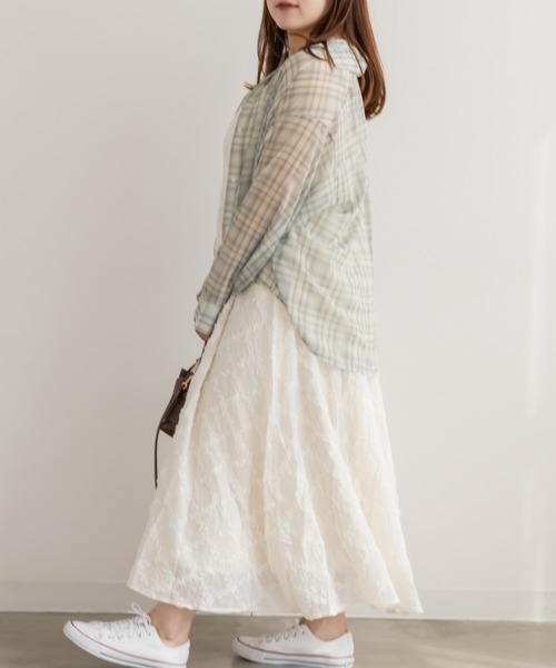 CLETTE（クレット）の「CLETTEオリジナルシアーチェックシャツ（シャツ/ブラウス・レディース・パープル/グレー系その他/ブルー・LL/4L/3L）」の7枚目の写真