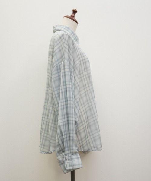 CLETTE（クレット）の「CLETTEオリジナルシアーチェックシャツ（シャツ/ブラウス・レディース・パープル/グレー系その他/ブルー・LL/4L/3L）」の16枚目の写真