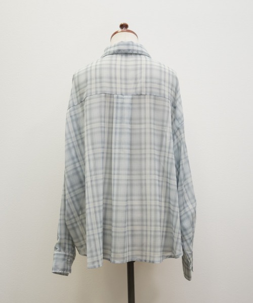 CLETTE（クレット）の「CLETTEオリジナルシアーチェックシャツ（シャツ/ブラウス・レディース・パープル/グレー系その他/ブルー・LL/4L/3L）」の17枚目の写真
