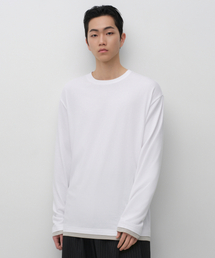 CRレイヤードヘム長袖Tシャツ[ホワイト]