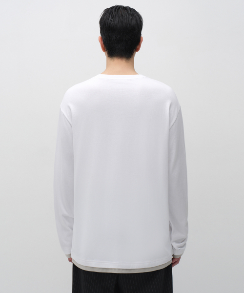 MUSINSA STANDARD（ムシンサスタンダード）の「CRレイヤードヘム長袖Tシャツ[ホワイト]（Tシャツ/カットソー・メンズ・その他・X-LARGE/2XL/3XL/SMALL/MEDIUM/LARGE）」の3枚目の写真
