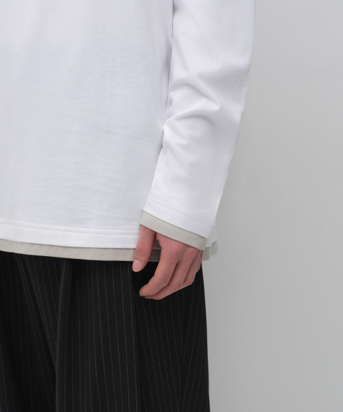 MUSINSA STANDARD（ムシンサスタンダード）の「CRレイヤードヘム長袖Tシャツ[ホワイト]（Tシャツ/カットソー・メンズ・その他・X-LARGE/2XL/3XL/SMALL/MEDIUM/LARGE）」の5枚目の写真