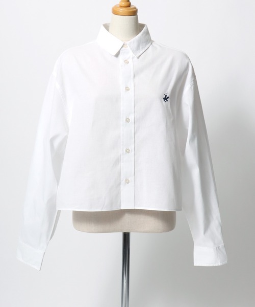 BEVERLY HILLS POLO CLUB（ビバリーヒルズポロクラブ）の「BEVERLY HILLS POLO CLUB 選べる着丈 ワンポイント刺繍 ストライプ＆デニム&無地シャツ レディース（シャツ/ブラウス・レディース・ライトインディゴブルー/ブルー系その他/グリーン系その他/イエロー系その他/オレンジ系その他/オフホワイト/ダークインディゴブルー・M/S）」の16枚目の写真