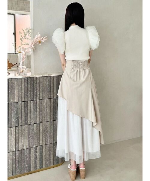 MERCURYDUO（マーキュリーデュオ）の「ボリュームチュールフリルニット（ニット/セーター・レディース・オフホワイト/ベビーピンク/ブラック・FREE）」の5枚目の写真