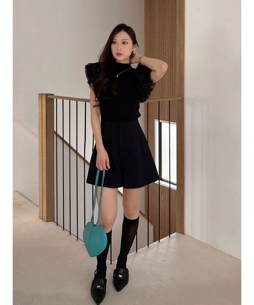 MERCURYDUO（マーキュリーデュオ）の「ボリュームチュールフリルニット（ニット/セーター・レディース・オフホワイト/ベビーピンク/ブラック・FREE）」の8枚目の写真