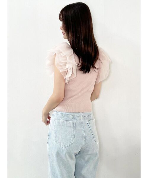 MERCURYDUO（マーキュリーデュオ）の「ボリュームチュールフリルニット（ニット/セーター・レディース・オフホワイト/ベビーピンク/ブラック・FREE）」の11枚目の写真