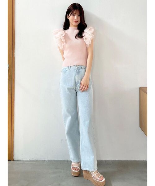 MERCURYDUO（マーキュリーデュオ）の「ボリュームチュールフリルニット（ニット/セーター・レディース・オフホワイト/ベビーピンク/ブラック・FREE）」の12枚目の写真