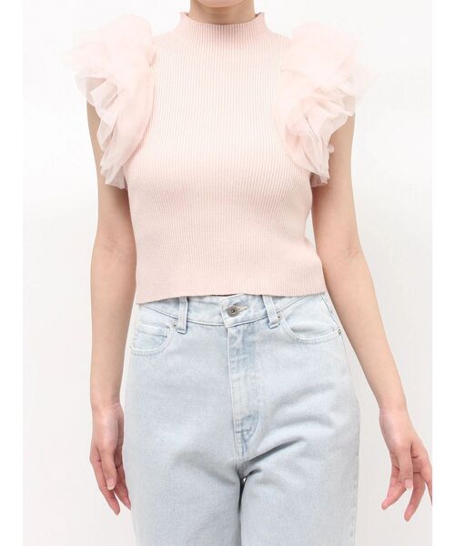 MERCURYDUO（マーキュリーデュオ）の「ボリュームチュールフリルニット（ニット/セーター・レディース・オフホワイト/ベビーピンク/ブラック・FREE）」の15枚目の写真