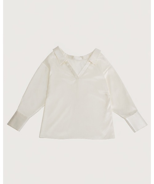 kiehtova(キエトヴァ)の「【kiehtova】EFFORTLESS V-NECK SHIRT/エフォートレスブイネックシャツ(シャツ/ブラウス・レディース・サックスブルー/ホワイト・FREE)」の11枚目の写真