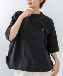 【BEVERLY HILLS POLO CLUB/ビバリーヒルズポロクラブ】【二の腕すっきり・腰回りカバー】ミニ裏毛 袖ロールアップTシャツ 着痩せ 絶妙な丈感