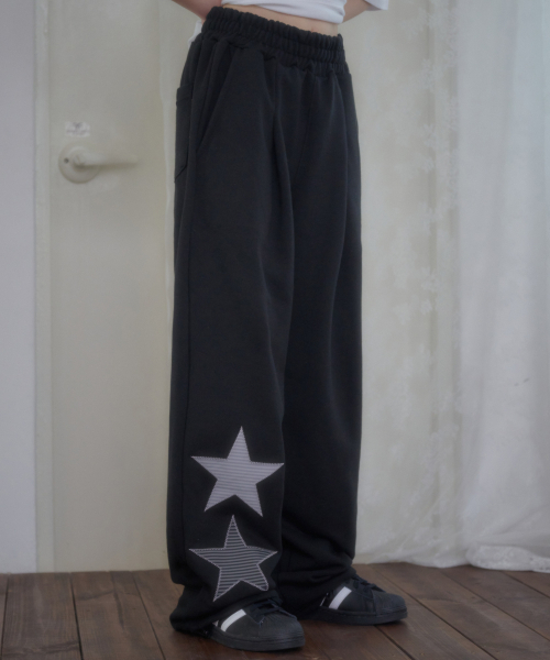 ambler(エムブラー)の「スターロイト アプリケ刺繍ピンタック 2-Way ワイドトレーニングスウェットパンツ AP1001 (ブラック)(スウェットパンツ・レディース・その他・SMALL/MEDIUM/LARGE)」の6枚目の写真