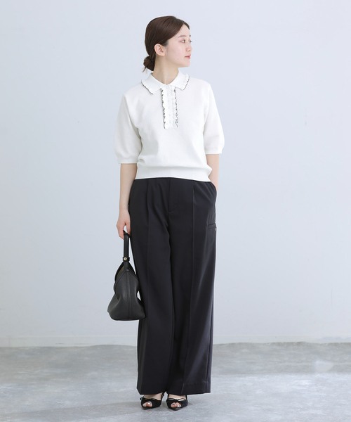 IENA（イエナ）の「《追加》フリルプルオーバー（ニット/セーター・レディース・ブラック/ホワイト・FREE）」の4枚目の写真