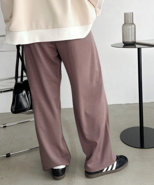 umune（ウムネ）の「ワイドパンツ イージーパンツ とろみ素材 ウエストゴム タック入り フルレングス 体型カバー 楽ちん リラックス カジュアル 秋冬（その他パンツ・レディース・ベージュ/モカ/ネイビー・M/L）」の18枚目の写真