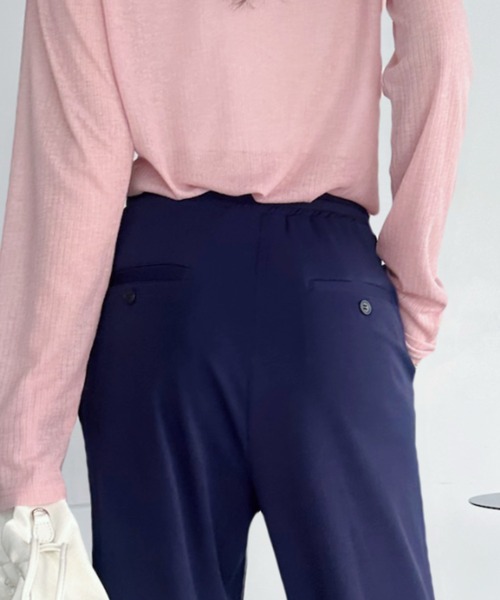 umune（ウムネ）の「ワイドパンツ イージーパンツ とろみ素材 ウエストゴム タック入り フルレングス 体型カバー 楽ちん リラックス カジュアル 秋冬（その他パンツ・レディース・ベージュ/モカ/ネイビー・M/L）」の12枚目の写真