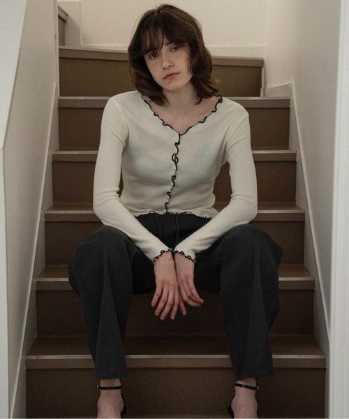 lawgy(ラウジー)の「cotton twill drawstring straight pants / コットンツイルドローストリングストレートパンツ(その他パンツ・レディース・ライトベージュ/ブラウン/ブラック・FREE)」の2枚目の写真