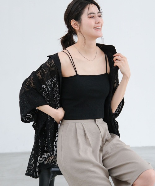 LAKOLE（ラコレ）の「クロップドカップ付きキャミ / 659991（キャミソール・レディース・ブラウン/グレー/オフホワイト/ブラック・MEDIUM/LARGE）」の3枚目の写真