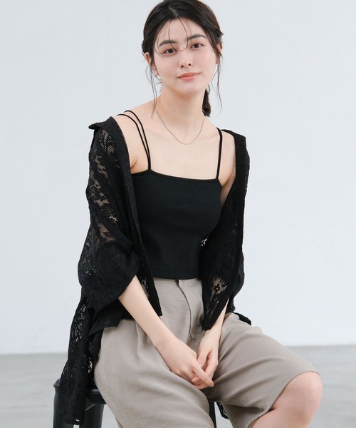 LAKOLE（ラコレ）の「クロップドカップ付きキャミ / 659991（キャミソール・レディース・ブラウン/グレー/オフホワイト/ブラック・MEDIUM/LARGE）」の10枚目の写真