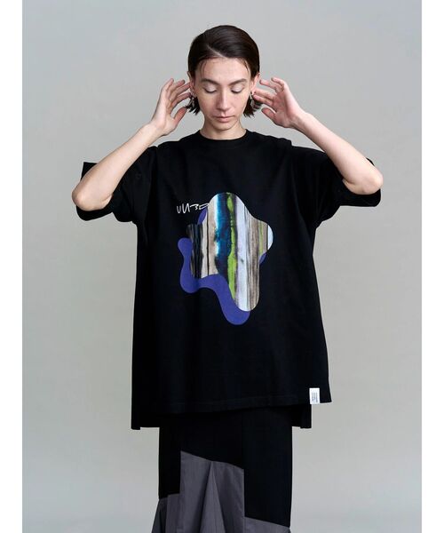 UN3D.（アンスリード）の「TIE-DYE STRIPE PRINT T-SH / タイダイストライププリントTシャツ（Tシャツ/カットソー・レディース・ブラック/ホワイト・44/38）」の22枚目の写真