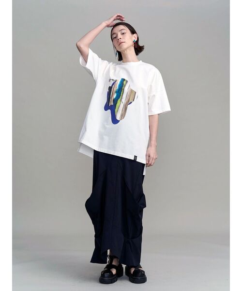 UN3D.（アンスリード）の「TIE-DYE STRIPE PRINT T-SH / タイダイストライププリントTシャツ（Tシャツ/カットソー・レディース・ブラック/ホワイト・44/38）」の11枚目の写真