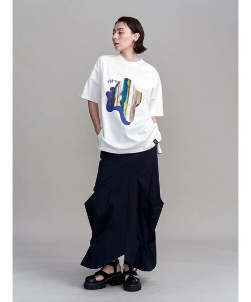 UN3D.（アンスリード）の「TIE-DYE STRIPE PRINT T-SH / タイダイストライププリントTシャツ（Tシャツ/カットソー・レディース・ブラック/ホワイト・44/38）」の12枚目の写真