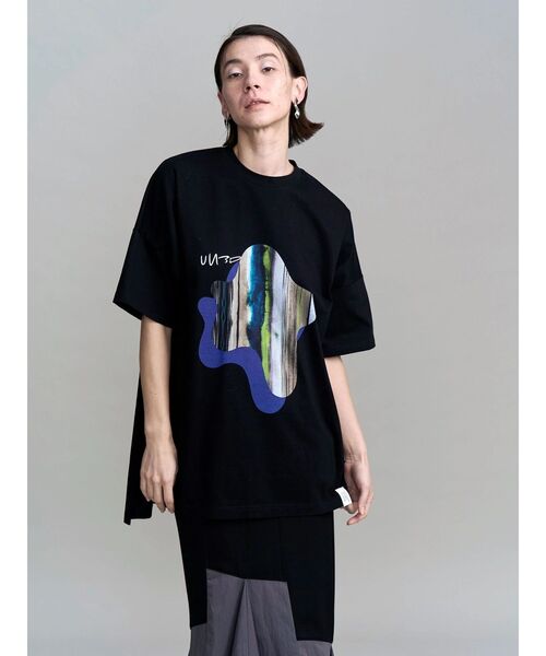 UN3D.（アンスリード）の「TIE-DYE STRIPE PRINT T-SH / タイダイストライププリントTシャツ（Tシャツ/カットソー・レディース・ブラック/ホワイト・44/38）」の2枚目の写真