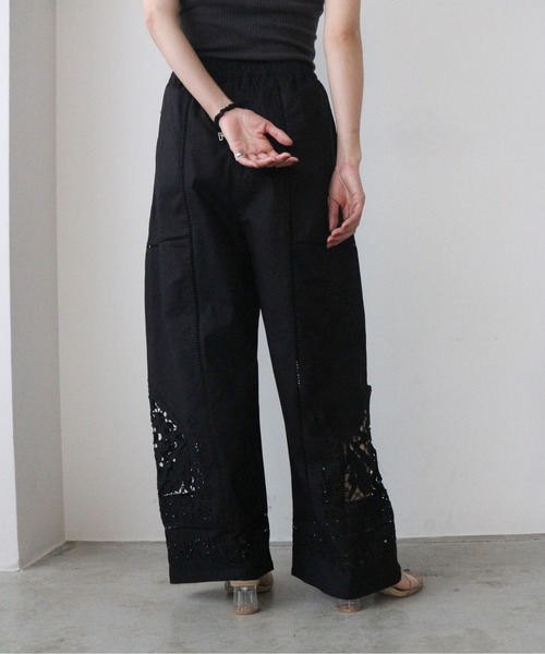 セール】Pqran｜クランのパンツ（ブラック/黒色系・刺繍）通販 - ZOZOTOWN