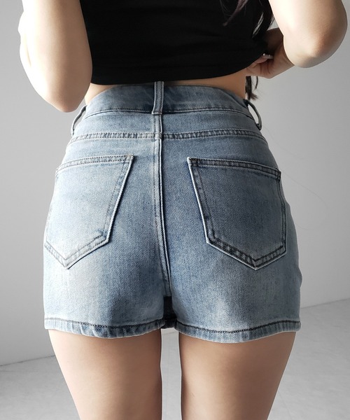 me+em select(ミームセレクト)の「※※【 2color / 4size 】ミニスリットストレッチレイヤードデニムミニスカパン / mini slit stretch layered denim mini skirt pants(デニムスカート・レディース・ブラック/ブルー・LARGE/MEDIUM/SMALL/X-LARGE)」の7枚目の写真