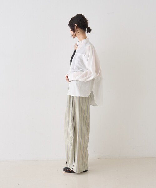 Rouge vif Anna（ルージュヴィフアンナ）の「シアースタンドネックシャツ/バンドカラーシャツ/春服/夏服/通勤/羽織（シャツ/ブラウス・レディース・ラベンダー/ホワイト/セージグリーン・フリー）」の22枚目の写真