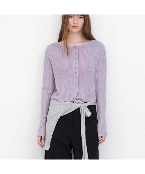 ATELIER NAIN(アトリエナイン)の「AN SHEER FRESH CROP BOAT NECK CARDIGAN (CD-2257)(カーディガン/ボレロ・レディース・アイボリー/グレー/ラベンダー・FREE)」の3枚目の写真