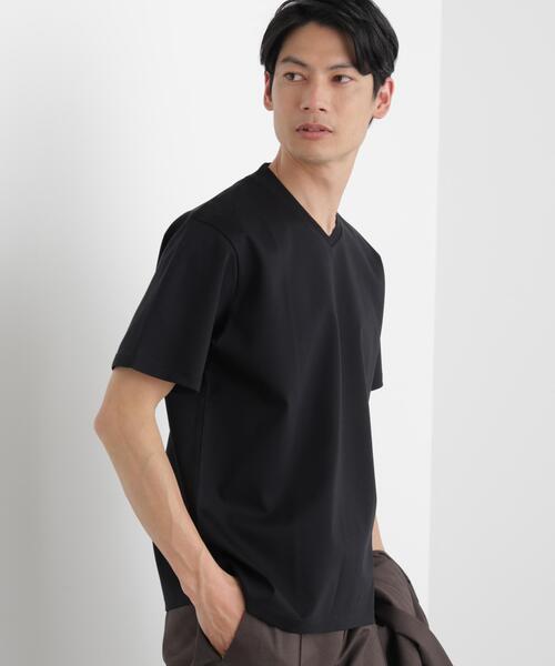 NANO universe(ナノユニバース)の「ジャケT(R)プレミアム Vネック 半袖(Tシャツ/カットソー・メンズ・ブラック/ホワイト/ライトグレー/モカ・S/M/L/XL)」の3枚目の写真