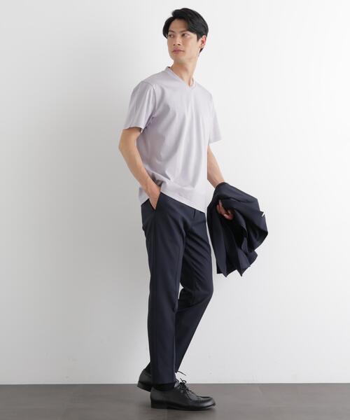 NANO universe(ナノユニバース)の「ジャケT(R)プレミアム Vネック 半袖(Tシャツ/カットソー・メンズ・ブラック/ホワイト/ライトグレー/モカ・S/M/L/XL)」の5枚目の写真