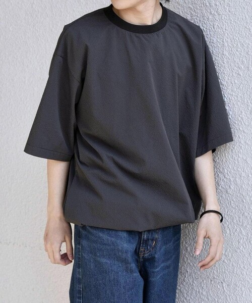 SHIPS any(シップス エニィ)の「SHIPS any:〈撥水/軽量/ストレッチ〉SOLOTEX(R) シアサッカー スピンドル Tシャツ ◇(Tシャツ/カットソー・メンズ・チャコールグレー/ブラック/キャメル/ダークブルー/ネイビー・LARGE/MEDIUM/SMALL)」の10枚目の写真