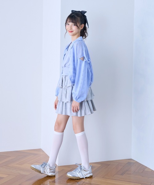 BISKEE（ビスキー）の「シアー 長袖 シャツ ＆ タンクトップ アンサンブル  2点セット（シャツ/ブラウス・キッズ・サックスブルー/ホワイト・140cm/160cm/150cm）」の16枚目の写真