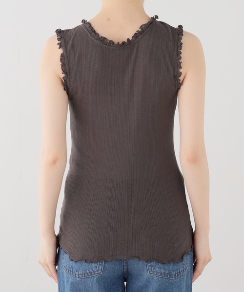 SLOBE IENA（スローブイエナ）の「ハリヌキレーシータンクトップ（タンクトップ・レディース・ホワイト/チャコールグレー・FREE）」の4枚目の写真