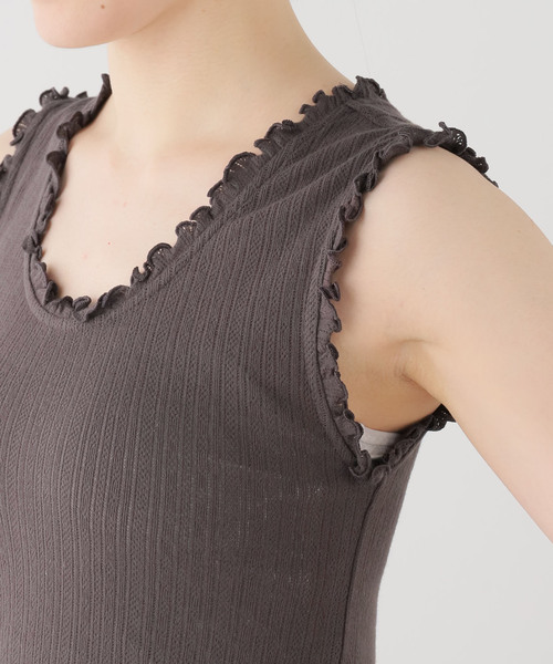 SLOBE IENA（スローブイエナ）の「ハリヌキレーシータンクトップ（タンクトップ・レディース・ホワイト/チャコールグレー・FREE）」の5枚目の写真